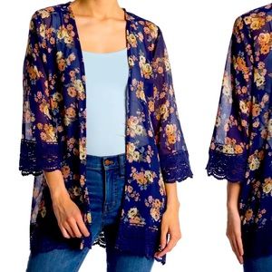 NWT Navy/Floral Kimono!